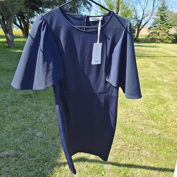 Grace Karin Dresses & Skirts - Grace Karin Women's NEW Blue and Flare Short Sleeve Simple Dress, Size XLarge